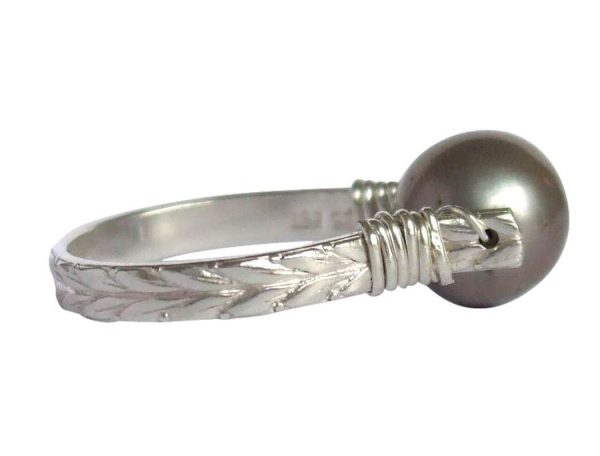 Gemshine - Damen - Ring - Spannring - 925 Silber - Zuchtperle - Tahiti - Grau - 8mm, Ringgröße:53 (16.9) – Bild 4