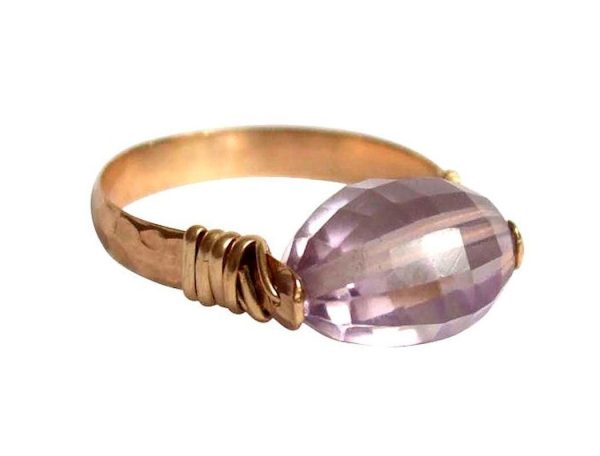 Gemshine - Damen - Ring - Spannring - Vergoldet - Rosenquarz - Rosa, Ringgröße:54 (17.2) – Bild 4