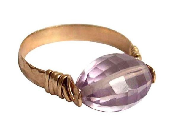 Gemshine - Damen - Ring - Spannring - Vergoldet - Rosenquarz - Rosa, Ringgröße:54 (17.2)