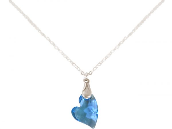 Gemshine - Damen - Halskette - Anhänger - 925 Silber - Herz - Blau - MADE WITH SWAROVSKI ELEMENTS® - 45 cm