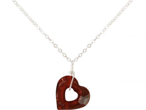 Gemshine - Damen - Halskette - Anhänger - 925 Silber - Herz - Open Heart - Rot - MADE WITH SWAROVSKI ELEMENTS® - 45 cm