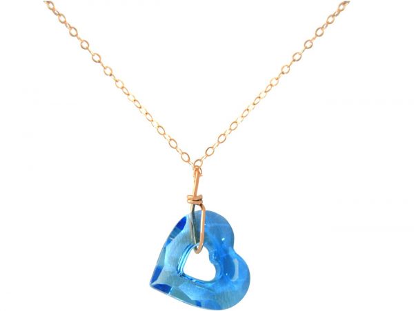 Gemshine - Damen - Halskette - Anhänger - Rose Vergoldet - Herz - Open Heart - Blau - MADE WITH SWAROVSKI ELEMENTS® - 45 cm