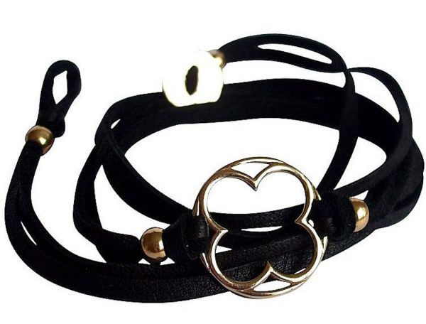 Gemshine - Damen - Armband - Wickelarmband - KNOTS Clover - Vergoldet - Schwarz - Größenverstellbar – Bild 3