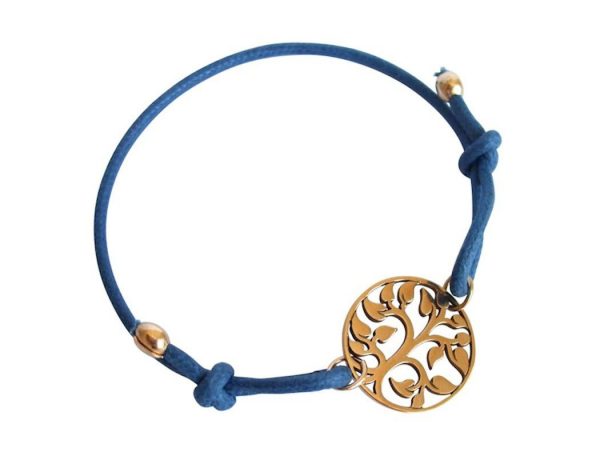 Gemshine - Damen - Armband - KNOTS Lebensbaum - Vergoldet - Blau - Größenverstellbar