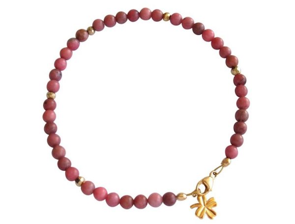 Gemshine - Damen - Armband - Edelstein - Rosa - Vergoldet - 4 mm