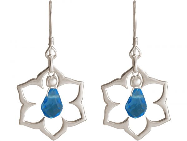 GEMSHINE Damenohrringe aus 925 Silber mit YOGA Lotusblumen und Topas Quarzen. Edelsteine hervorragender Qualität und Farbe. Made in Madrid / Spanien. Im eleganten Schmucketui und Geschenkverpackung – Bild 3