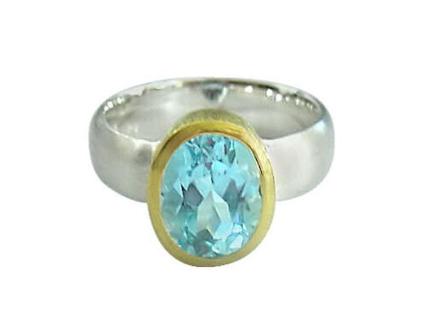 Gemshine - Damen - Ring - Silber 925 - Vergoldet - Topas - Blau, Ringgröße:53 (16.9)