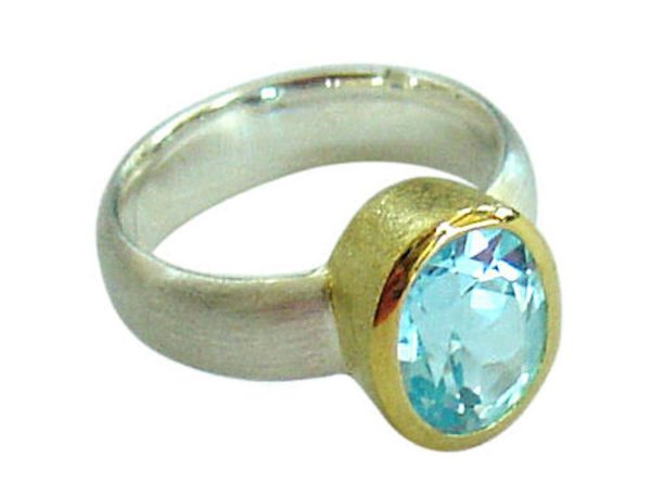 Gemshine - Damen - Ring - Silber 925 - Vergoldet - Topas - Blau, Ringgröße:53 (16.9) – Bild 5