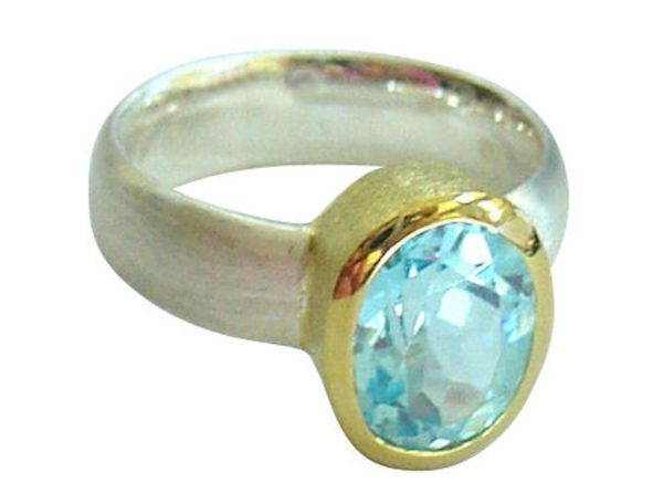 Gemshine - Damen - Ring - Silber 925 - Vergoldet - Topas - Blau, Ringgröße:53 (16.9) – Bild 3